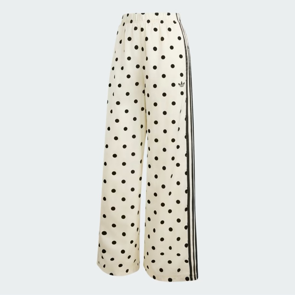 NWT Adidas Off White Wide Leg Polka Dot Track Pants - Picture 6 of 7